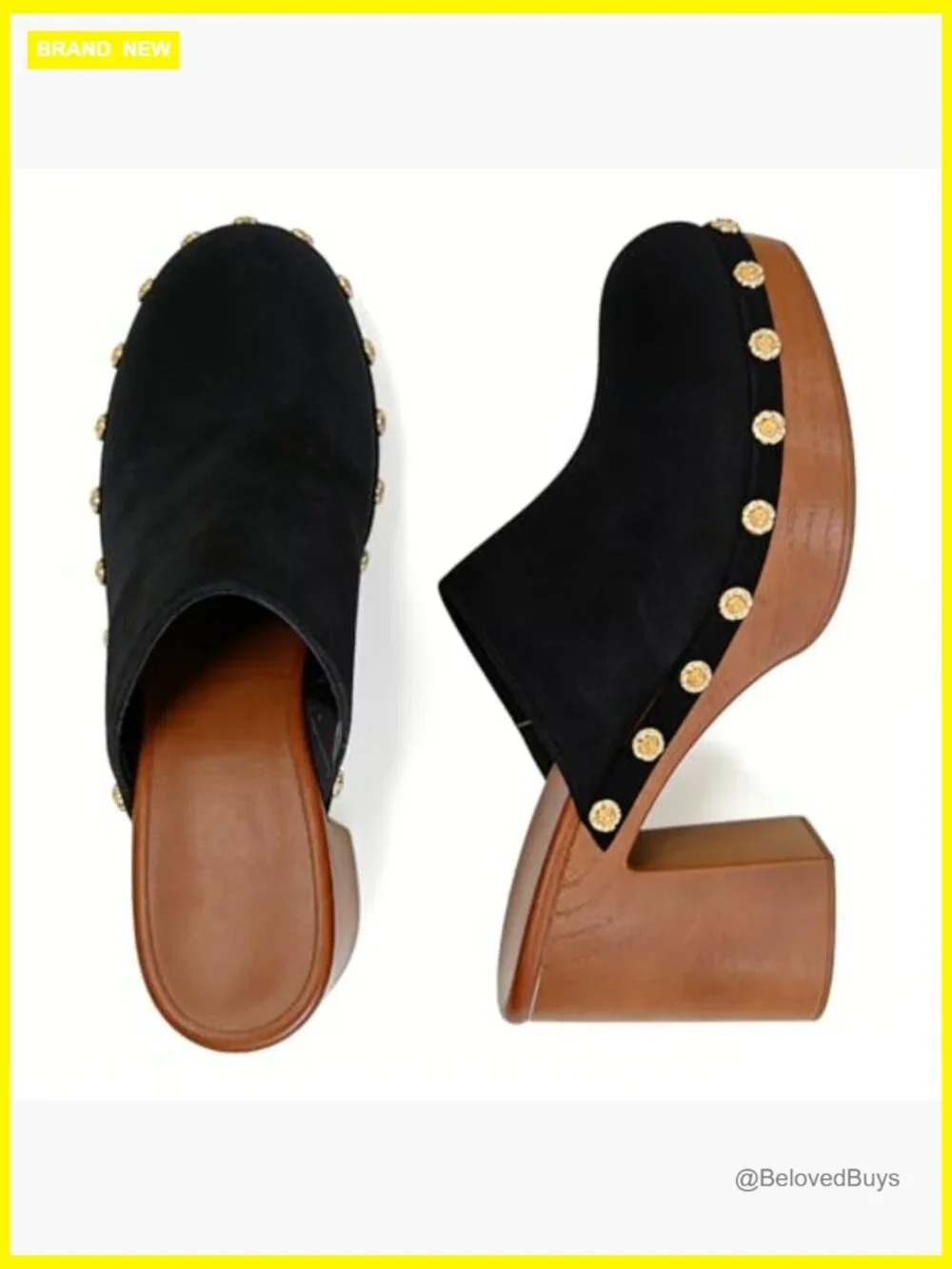 Studded Platform Chunky Heel Mules Clogs – Slip-On Round Toe Sandals Summer - Picture 5 of 7
